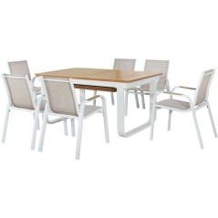 Ensemble repas de jardin - VIANEA - Table extensible 155/245x100x74 cm