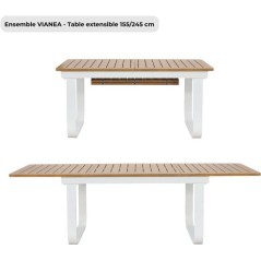 Ensemble repas de jardin - VIANEA - Table extensible 155/245x100x74 cm