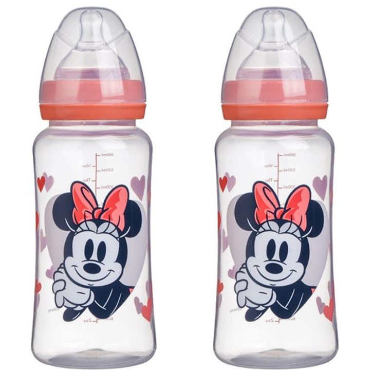 Lot de 2 biberons - DISNEY BABY - MINNIE COLLECTOR - 360 ml - Tétine silicone - Débit 3 positions