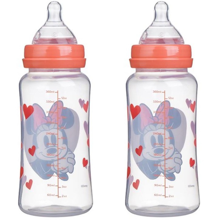 Lot de 2 biberons - DISNEY BABY - MINNIE COLLECTOR - 360 ml - Tétine silicone - Débit 3 positions