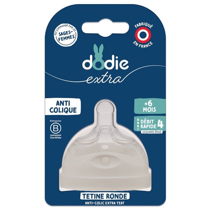 Tétine multi-perforée anti-colique - DODIE - Débit 4 - +6 mois - Liquide épais Tétine multi-perforée anti-colique - DODIE - Débit 4 - +6 mois - Liquide épais
