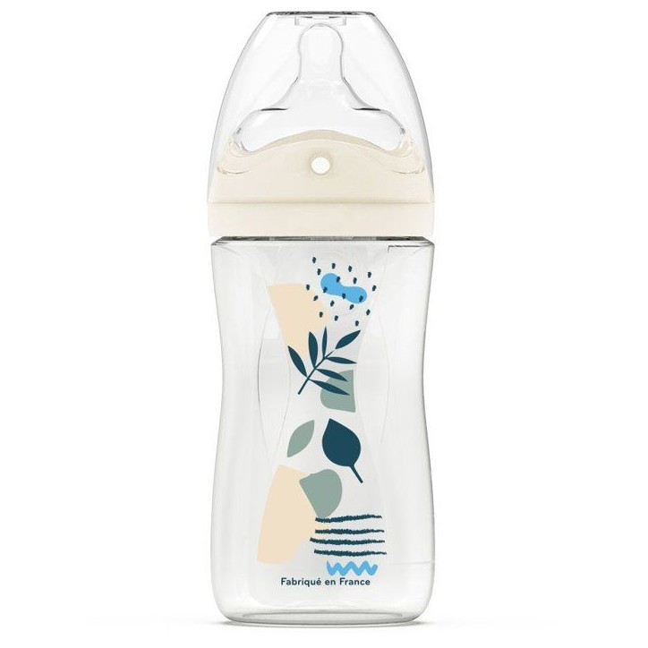 Biberon anti-colique - DODIE - 270 ml - Tétine multi-perforée biomimétisme - +3 mois - Débit 2 - Bleu