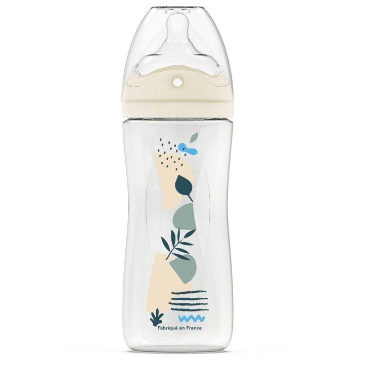 Biberon anti-colique - DODIE - 330 ml - Tétine multi-perforée biomimétisme - +6 mois - Débit 3 - Bleu