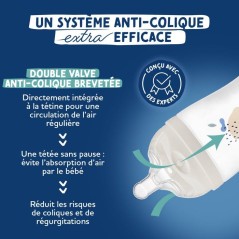 Biberon anti-colique - DODIE - 330 ml - Tétine multi-perforée biomim