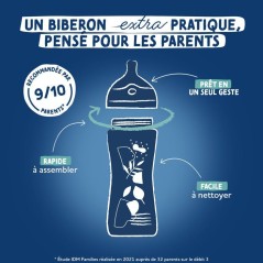 Biberon anti-colique - DODIE - 270 ml - Tétine multi-perforée biomim