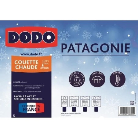 Couette Chaude - DODO - PATAGONIE - 140 x 200 cm - Blanc