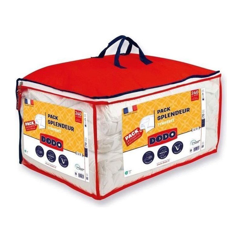 Pack Couette 300 gr/m² DODO - Splendeur - 220 x 240 cm + 2 Oreillers
