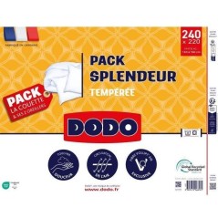 Pack Couette 300 gr/m² DODO - Splendeur - 220 x 240 cm + 2 Oreillers - 60 x 60 cm - Blanc