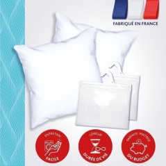 Pack 2 Oreillers DODO - Tendance - 60 x 60 cm + 2 Protege Oreillers Im