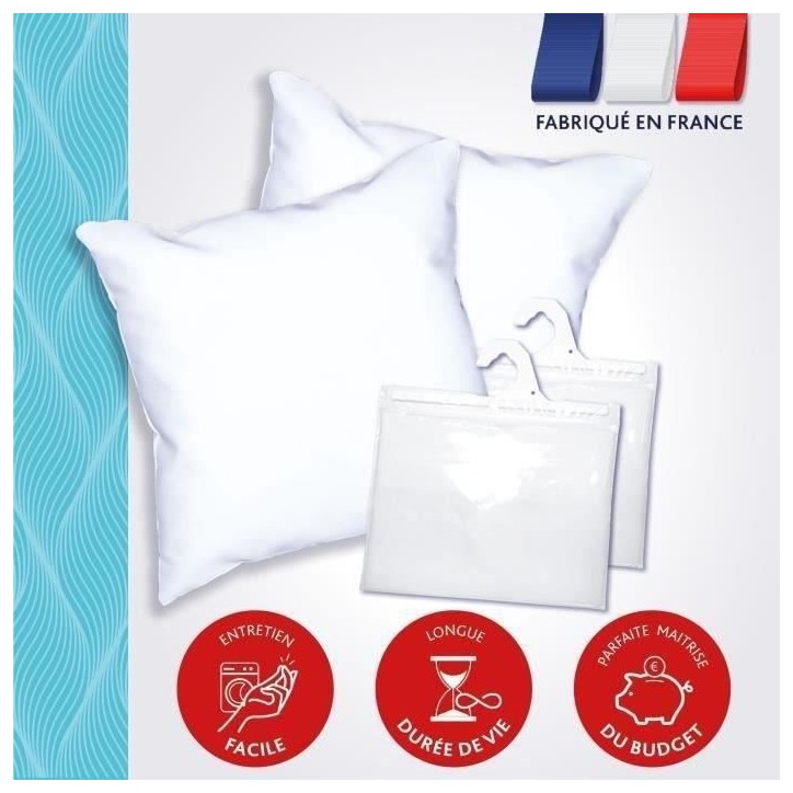Pack 2 Oreillers DODO - Tendance - 60 x 60 cm + 2 Protege Oreillers Imperméable 60 x 60 cm - Blanc Pack 2 Oreillers DODO - Tendance - 60 x 60 cm + 2 Protege Oreillers Imperméable 60 x 60 cm - Blanc