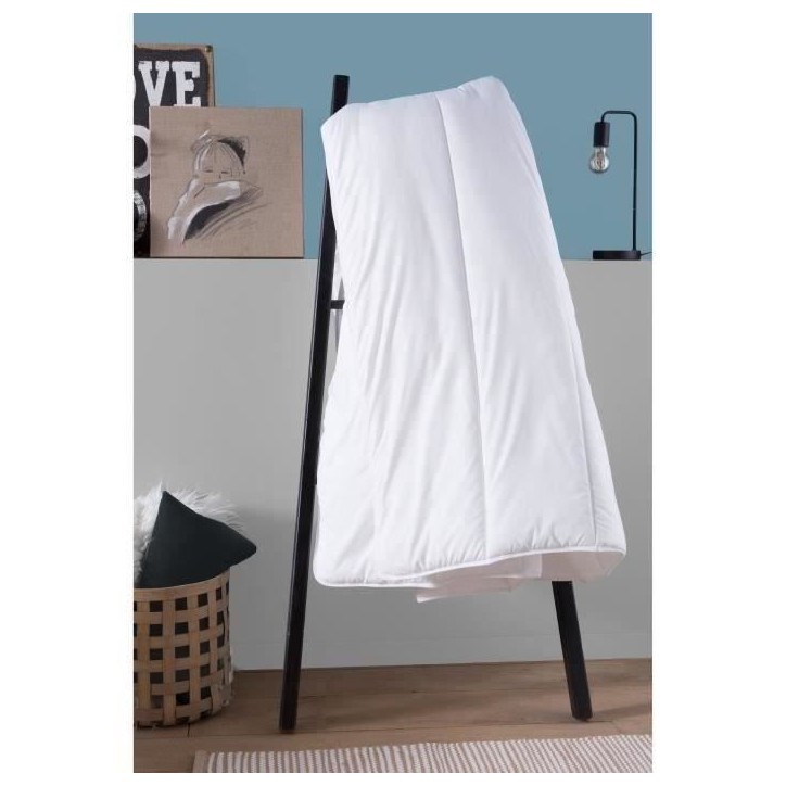 DODO Pack Couette chaude anti-acariens 220x240 cm + 2 oreillers 60x60 cm - Splendeur - Garnissage 100% volupt'air 350gr/m² - Bl