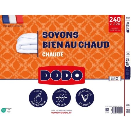 DODO - Couette - Bien au chaud - 220 x 240 - 400g/m² - VOLUPT'AIR - Blanc