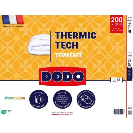 Couette Tempérée 250 g/m² - DODO - THERMIC TECH - 200 x 200 cm - Blanc