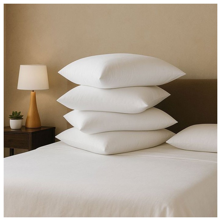 DODO - Lot de 4 oreillers moelleux - 60 x 60 cm - 100% Polyester VOLUPT'AIR - Blanc DODO - Lot de 4 oreillers moelleux - 60 x 60 cm - 100% Polyester VOLUPT'AIR - Blanc