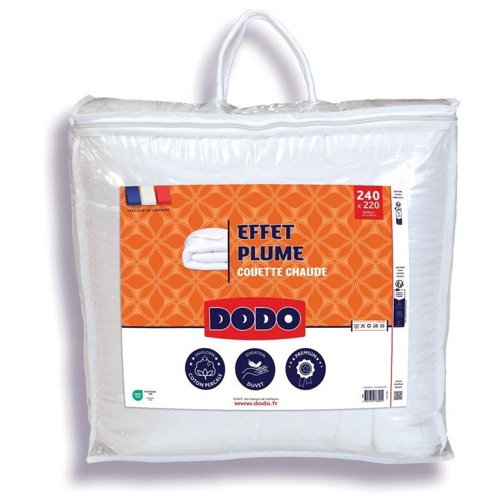 DODO - Couette chaude - Effet Plume - 220 x 240 cm - 400 g/m² - 2 personnes - 100% Polyester