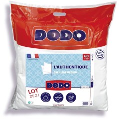 Lot de 2 Oreillers Médium - DODO - L'AUTHENTIQUE - 60 x 60 cm - Blanc