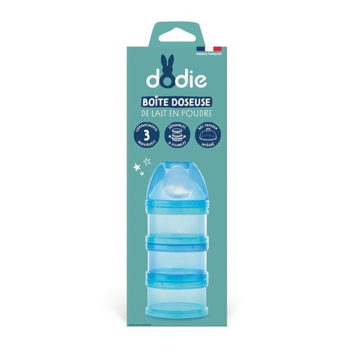 Boîte doseuse 3 compartiments - DODIE - Séparable - Transparent - Bleu Lagoon Boîte doseuse 3 compartiments - DODIE - Séparable - Transparent - Bleu Lagoon