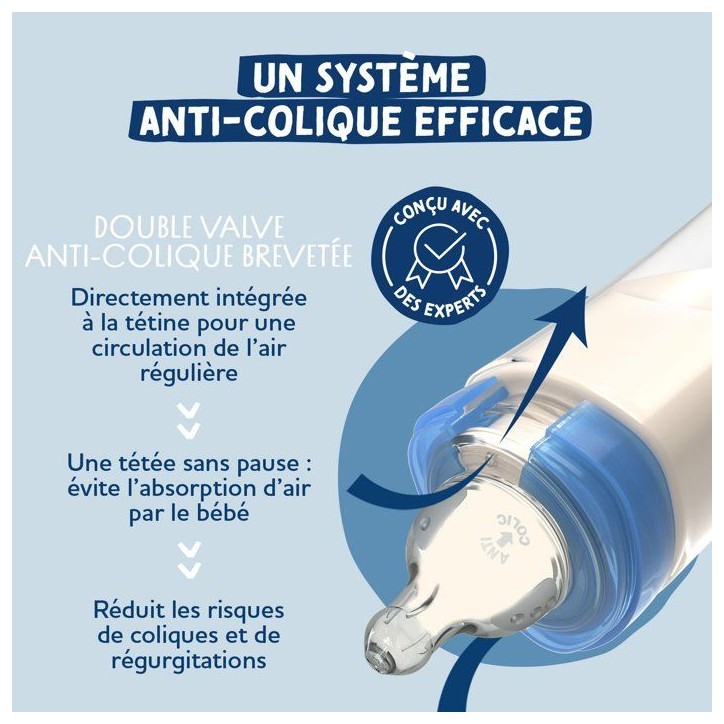 Biberon anti-colique - DODIE - 330 ml - Tétine ronde - +6 mois - 3 vitesses - Débit 3 - Vert Biberon anti-colique - DODIE - 330 ml - Tétine ronde - +6 mois - 3 vitesses - Débit 3 - Vert