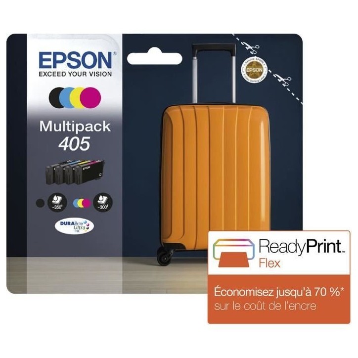 Pack de 4 Cartouches d'encre - 405 Ultra Ink - EPSON - WorkForce WF-7830, 7835, 7840, WorkForce Pro WF-3820, 3825, 4820, 4825, 4