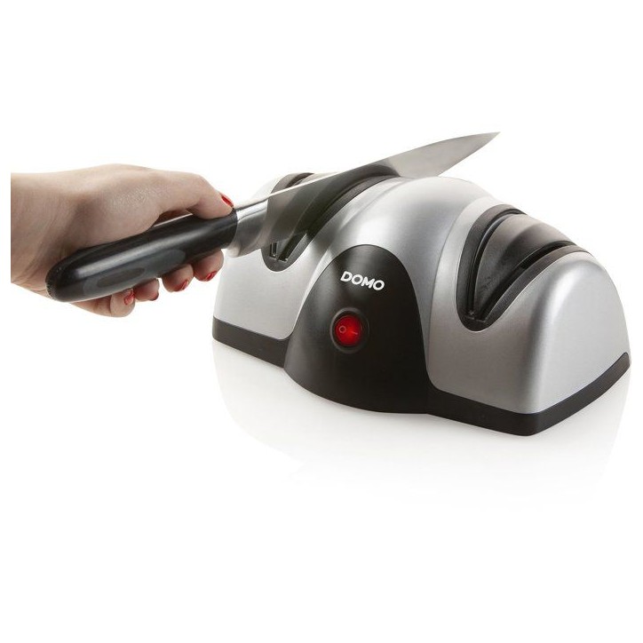 Aiguiseur de couteaux électrique - DOMO - 40 W - Affutage a 2 meules - Gris / Noir