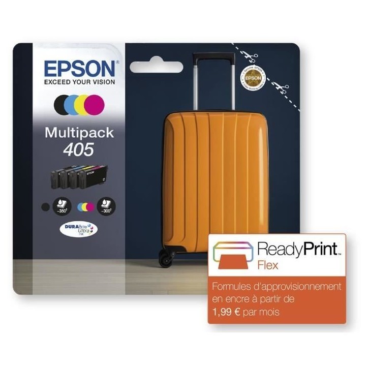 Pack de 4 Cartouches d'encre - 405 Ultra Ink - EPSON - WorkForce WF-7830, 7835, 7840, WorkForce Pro WF-3820, 3825, 4820, 4825, 4