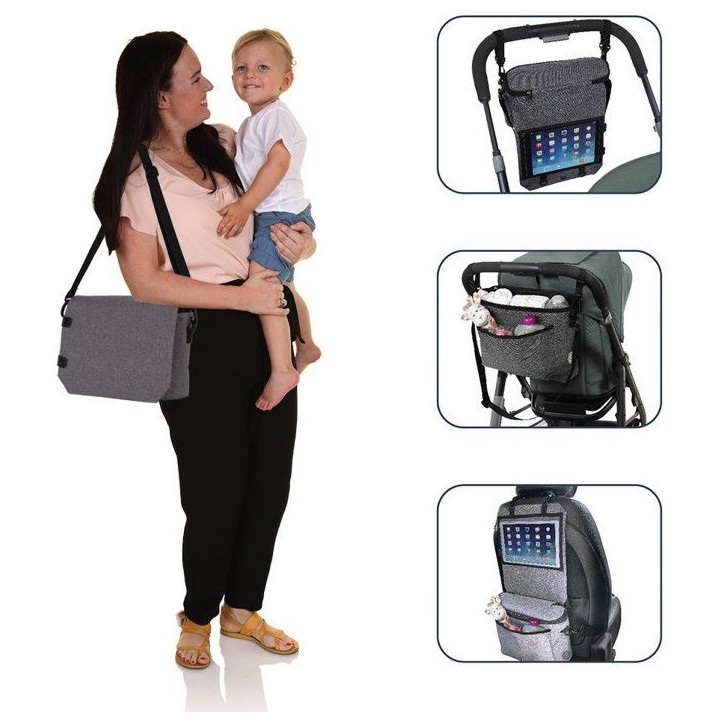 Sac a langer de voyage 3-en-1 - DREAMBABY - Organisateur pour poussette et siege auto, sac a langer avec porte-tablette - Isolé