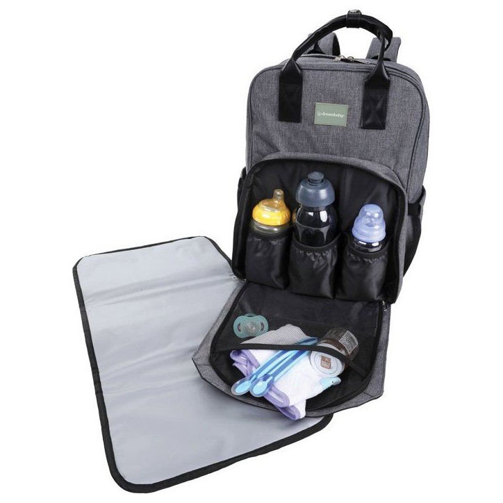 Sac a dos a langer avec matelas a langer - DREAMBABY - Clips pour poussette - Pochette d'essuyage en filet - Sangles réglables