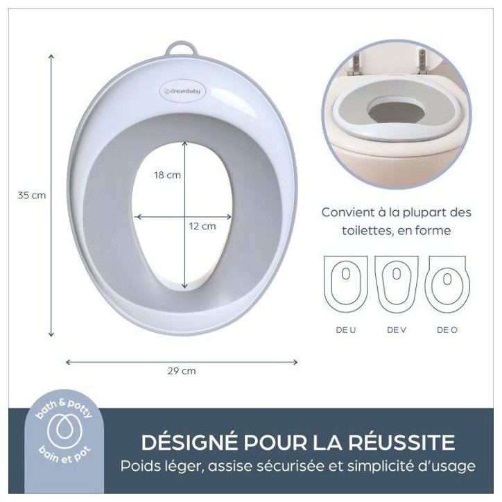 Siege et tabouret d'apprentissage de la propreté - DREAMBABY - Base antidérapante - Toucher doux - Design confortable Siege et tabouret d'apprentissage de la propreté - DREAMBABY - Base antidérapante - Toucher doux - Design confortable