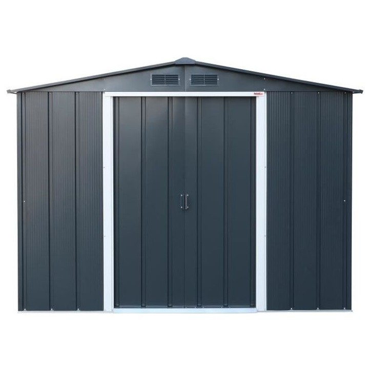 Abri de jardin en métal 4,77 m2 - DURAMAX - Kit d'ancrage inclus - Gris anthracite