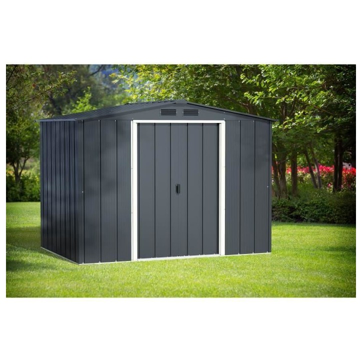 Abri de jardin en métal 4,77 m2 - DURAMAX - Kit d'ancrage inclus - Gris anthracite