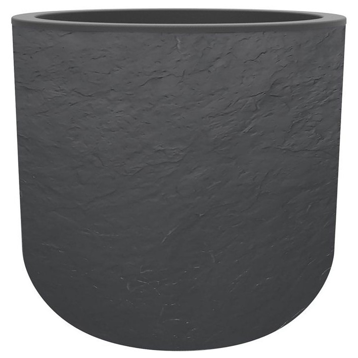 Pot de fleurs Rond 50 cm - EDA - Volcania Up - 67 L - Intérieur/Extérieur - Décor Pierre - Ø 48,5 x H. 46,2 cm - Gris Anthra