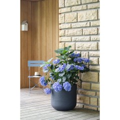 Pot de fleurs Rond 50 cm - EDA - Volcania Up - 67 L - Intérieur/Extérieur - Décor Pierre - Ø 48,5 x H. 46,2 cm - Gris Anthra