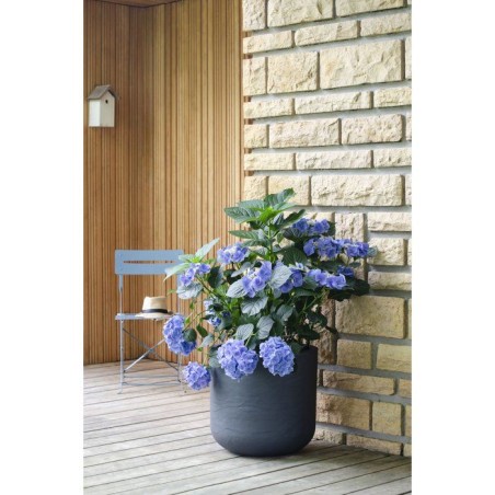 Pot de fleurs Rond 50 cm - EDA - Volcania Up - 67 L - Intérieur/Extérieur - Décor Pierre - Ø 48,5 x H. 46,2 cm - Gris Anthra