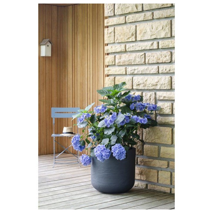 Pot de fleurs Rond 50 cm - EDA - Volcania Up - 67 L - Intérieur/Extérieur - Décor Pierre - Ø 48,5 x H. 46,2 cm - Gris Anthra