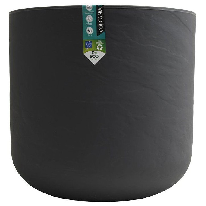 Pot de fleurs Rond 50 cm - EDA - Volcania Up - 67 L - Intérieur/Extérieur - Décor Pierre - Ø 48,5 x H. 46,2 cm - Gris Anthra