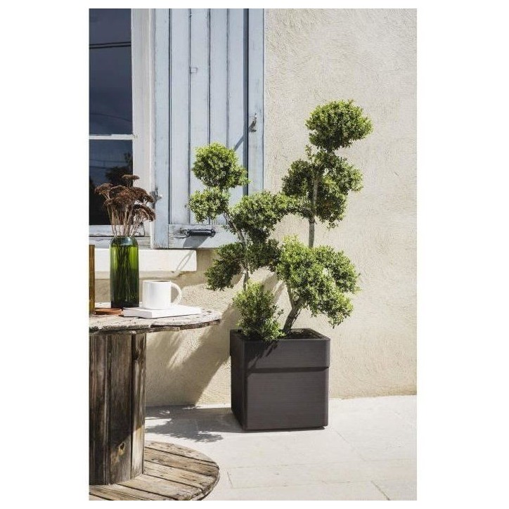 Bac a fleurs Carré 40 cm - EDA - CAREL - 26 L - Avec roulettes - Extérieur ou intérieur - 39 x 39 x H.39 cm - Gris Anthracite