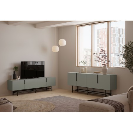 Buffet ELDIA – Vert – 4 portes – 200 x 40 x 77,9 cm