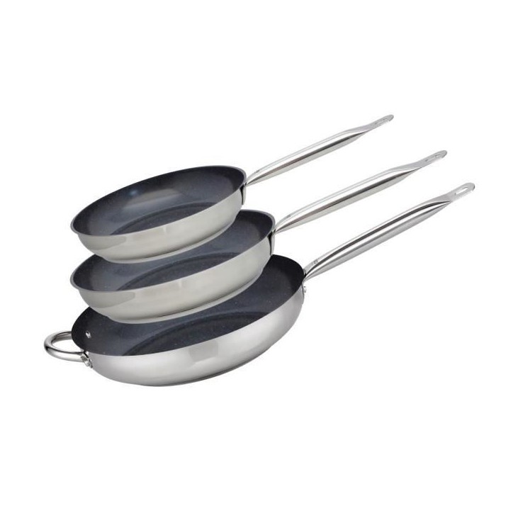 Set de 3 poeles a induction - ELO - Professional - Inox 18/10 ELODUR - Ø 24-28 et 32 cm