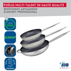 Set de 3 poeles a induction - ELO - Professional - Inox 18/10 ELODUR -