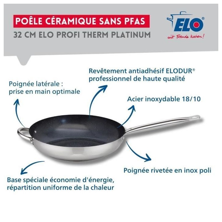 Set de 3 poeles a induction avec couvercles en verre - ELO - Professional - Inox 18/10 ELODUR - Ø 24-28 et 32 cm Set de 3 poeles a induction avec couvercles en verre - ELO - Professional - Inox 18/10 ELODUR - Ø 24-28 et 32 cm