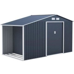 Abri de jardin en métal et abri bûches 6,53 m² - 342 x 191 x 202 cm