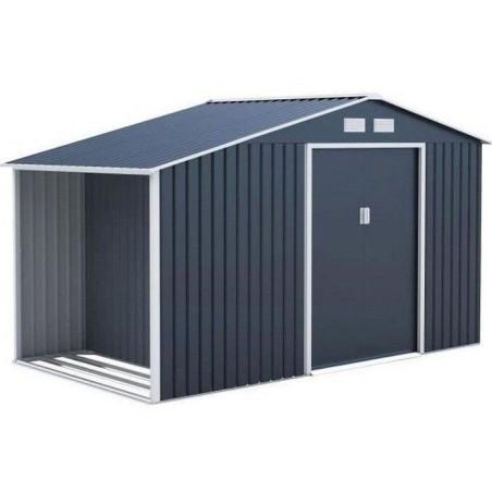 Abri de jardin en métal et abri bûches 6,53 m² - 342 x 191 x 202 cm