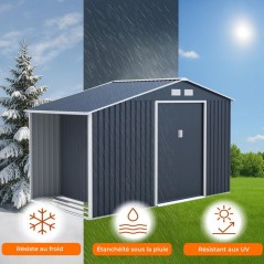 Abri de jardin en métal et abri bûches 6,53 m² - 342 x 191 x 202 cm