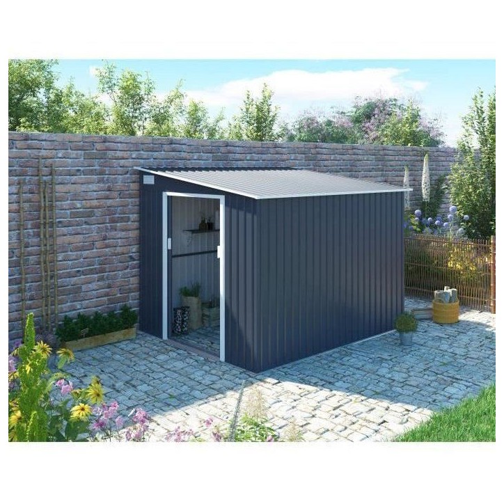 Abri de jardin en métal 5,5 m² - 215 x 257 x 193 cm - TORONTO - Kit d'ancrage inclus, 2 portes coulissantes - Gris Abri de jardin en métal 5,5 m² - 215 x 257 x 193 cm - TORONTO - Kit d'ancrage inclus, 2 portes coulissantes - Gris