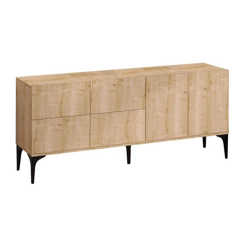 Buffet - LAIKA - 6 portes - 180 x 80 x 40 cm - Chene Saphir