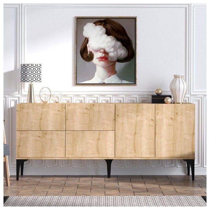 Buffet - LAIKA - 6 portes - 180 x 80 x 40 cm - Chene Saphir Buffet - LAIKA - 6 portes - 180 x 80 x 40 cm - Chene Saphir