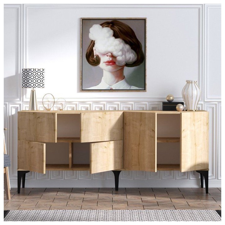 Buffet - LAIKA - 6 portes - 180 x 80 x 40 cm - Chene Saphir Buffet - LAIKA - 6 portes - 180 x 80 x 40 cm - Chene Saphir