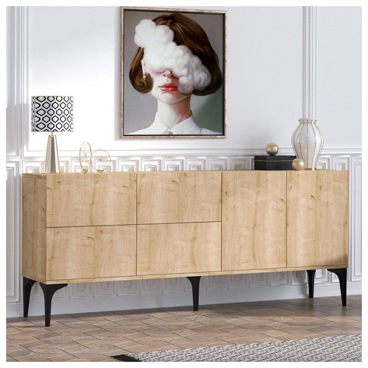 Buffet - LAIKA - 6 portes - 180 x 80 x 40 cm - Chene Saphir Buffet - LAIKA - 6 portes - 180 x 80 x 40 cm - Chene Saphir