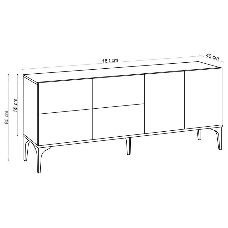 Buffet - LAIKA - 6 portes - 180 x 80 x 40 cm - Chene Saphir Buffet - LAIKA - 6 portes - 180 x 80 x 40 cm - Chene Saphir