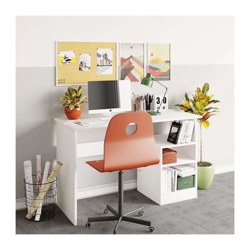 Bureau d'étude - BAHAR - Blanc - 120 x 74 x 50 cm